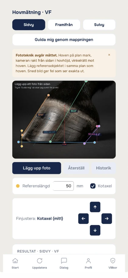 Hoof measurement in the Equikura app