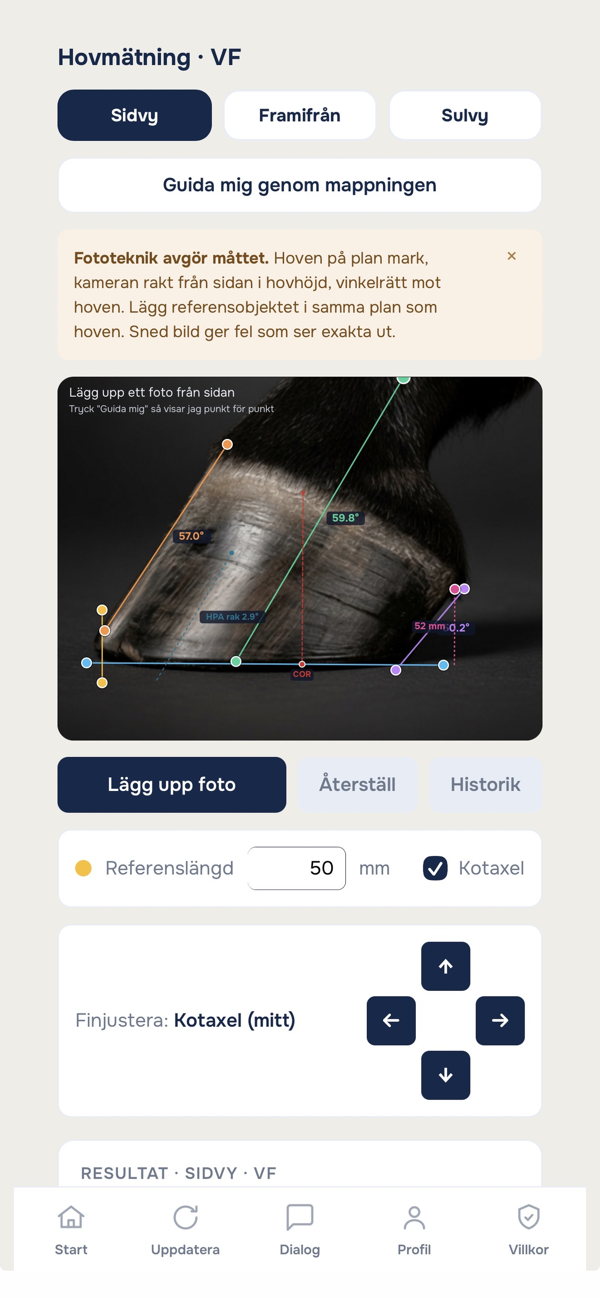 Hovmätning i Equikura-appen